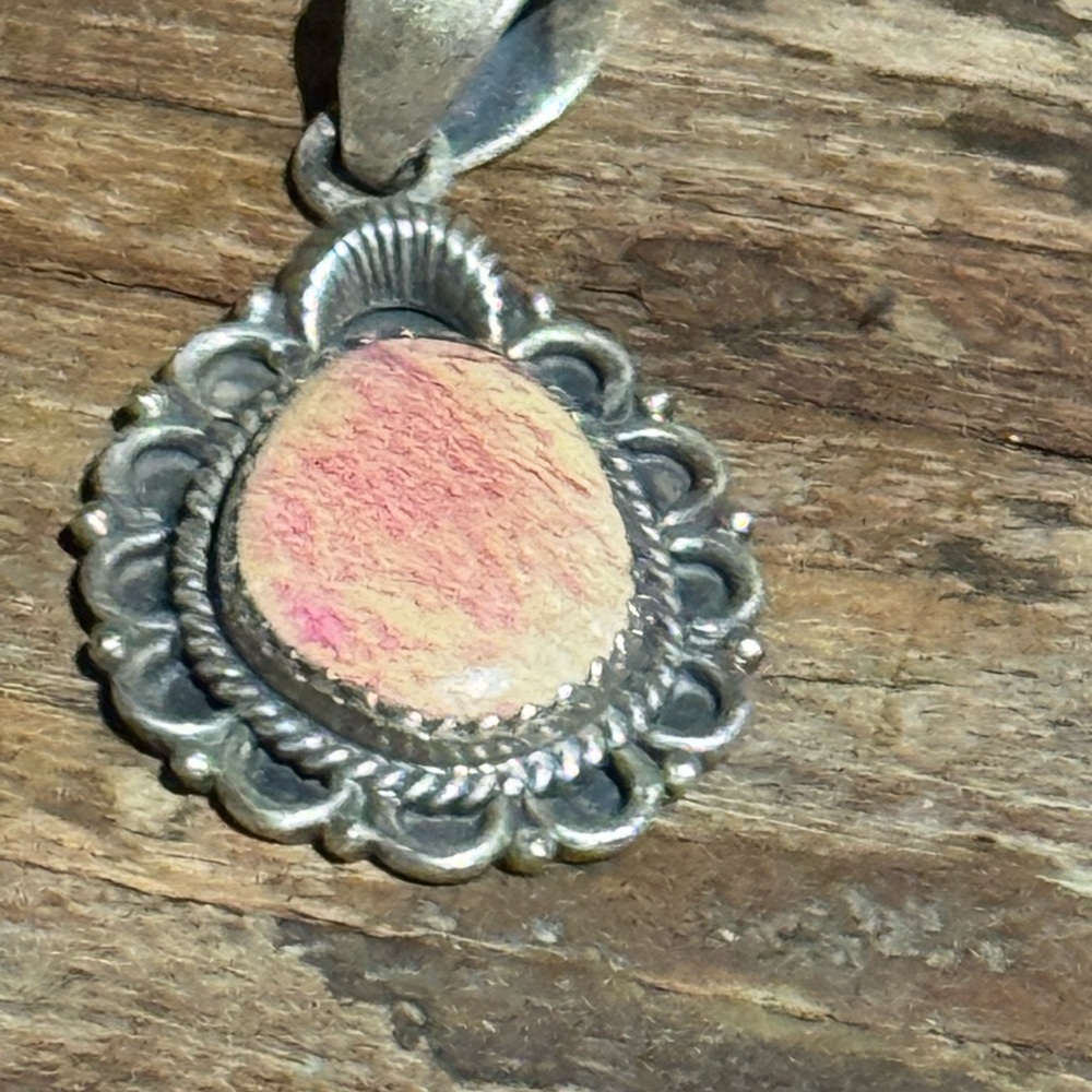 Southwestern Blush Pink sea sediment Jasper Sterling Silver Pendant